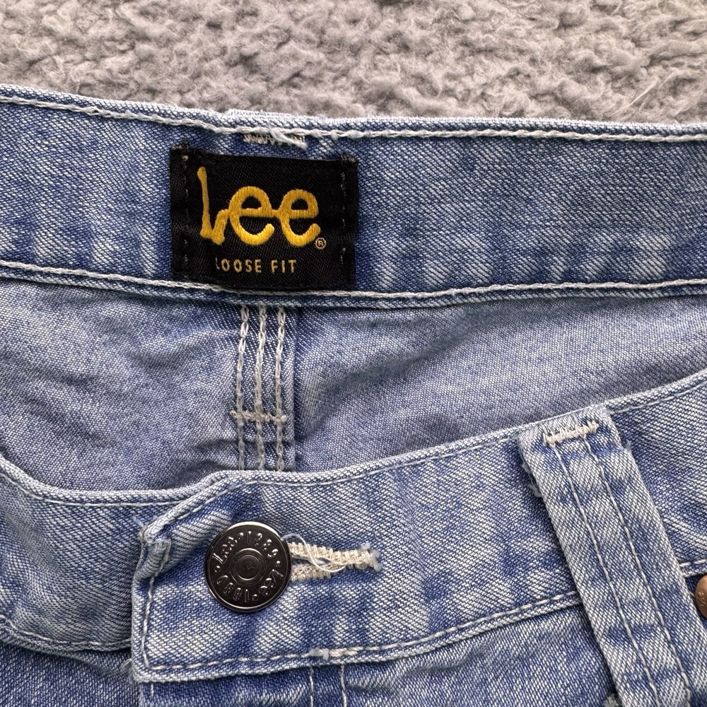 Vintage LEE Carpenter Jeans Mens 35x34 Blue Faded Y2K Baggy Straight Dungarees - Picture 4 of 13